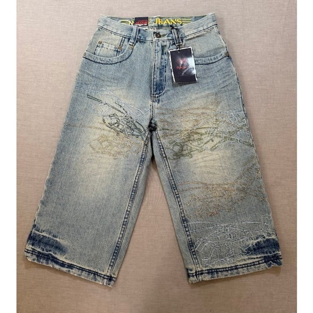 PEPE JEANS LONDON UK Denim‎ Wide Leg Capri Jeans 10 Embellished 26X16 NWT.